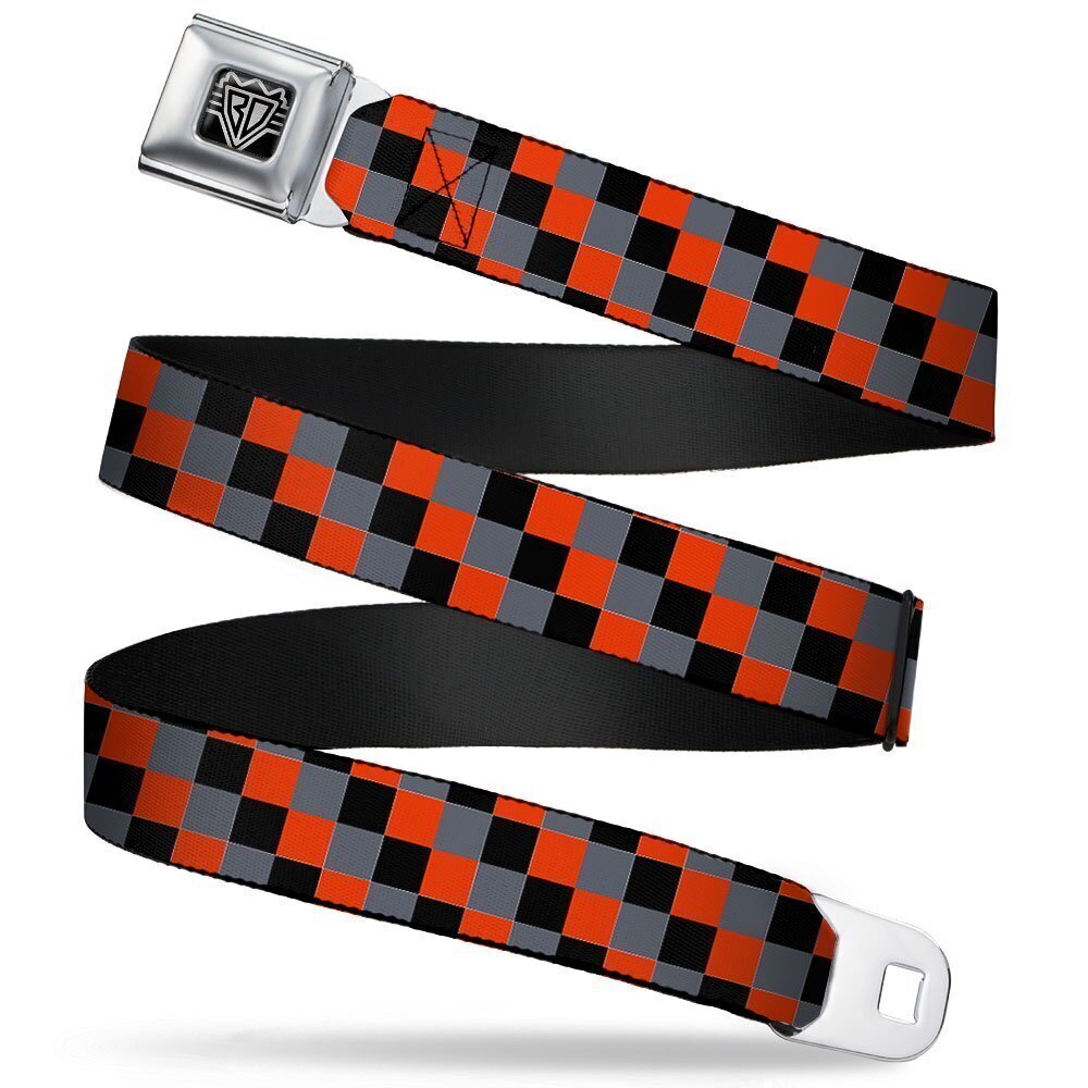 7141 Seatbelt Belt - Checker Trio Gray/Black/Red - 1.0" Wide - 20-36 Inches
